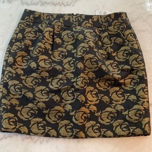 Black & Gold Floral Skirt by The Loft - NWT